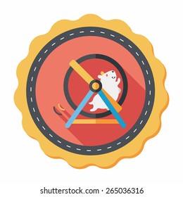 Pet mouse exercise wheel flat icon with long shadow,eps10