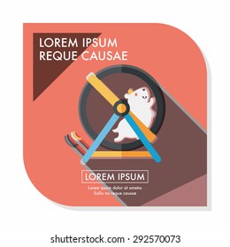 Pet mouse exercise wheel flat icon with long shadow,eps10