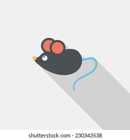 Pet mouse flat icon with long shadow,eps10