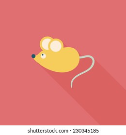 Pet mouse flat icon with long shadow,eps10