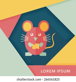 Pet mouse flat icon with long shadow,eps10