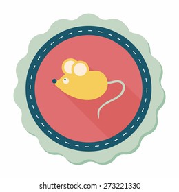 Pet mouse flat icon with long shadow,eps10