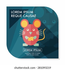 Pet mouse flat icon with long shadow,eps10