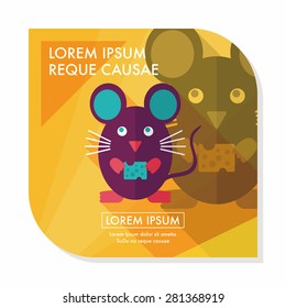 Pet mouse flat icon with long shadow,eps10