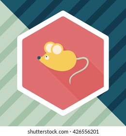 Pet mouse flat icon with long shadow,eps10