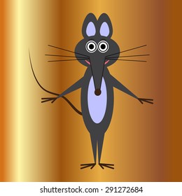 Pet mouse flat icon on a Gold background