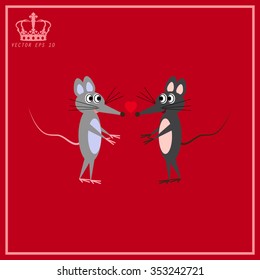 Pet mouse flat icon  on a red background
