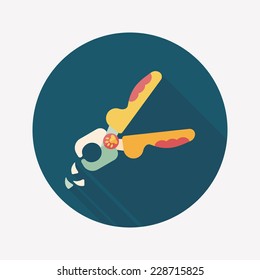 Pet nail clippers flat icon with long shadow, eps10