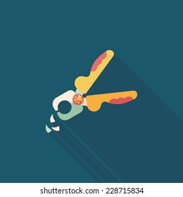 Pet nail clippers flat icon with long shadow, eps10