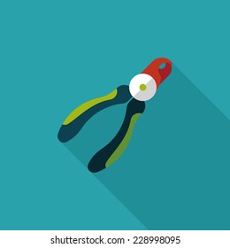 Pet nail clippers flat icon with long shadow, eps10