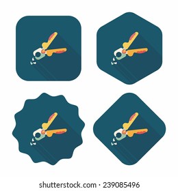 Pet nail clippers flat icon with long shadow, eps10