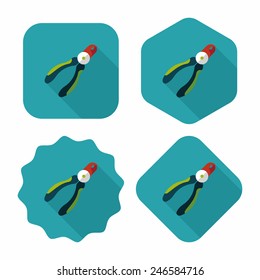 Pet nail clippers flat icon with long shadow, eps10