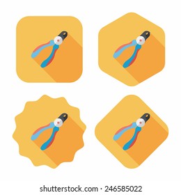 Pet nail clippers flat icon with long shadow, eps10
