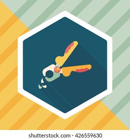 Pet nail clippers flat icon with long shadow, eps10