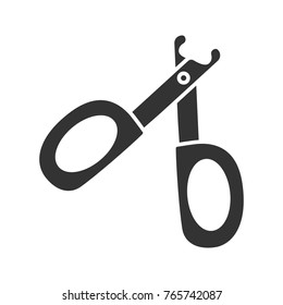 Pet nail clippers glyph icon. Claw scissors. Silhouette symbol. Negative space. Vector isolated illustration