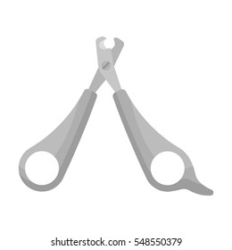 Pet nail clippers icon in monochrome style isolated on white background. Veterinary clinic symbol stock vector illustration.