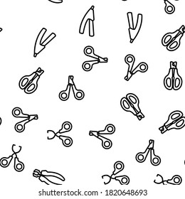 Pet Nail Clippers Vector Seamless Pattern Thin Line Illustration