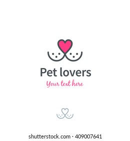 Pet nose in form of heart logo template. Vector illustration. 