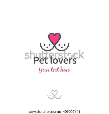 Pet nose in form of heart logo template. Vector illustration. 