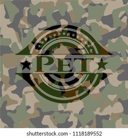 Pet on camouflage texture
