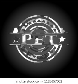 Pet on grey camouflage pattern