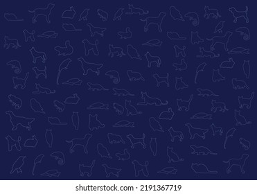 pet outline doodle pattern .pet vector illustration