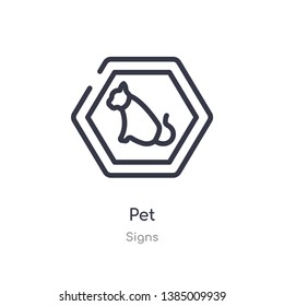 pet outline icon. isolated line vector illustration from signs collection. editable thin stroke pet icon on white background