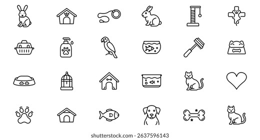 Pet outline or line icon design bundle.
