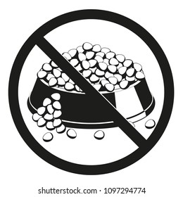 Pet overfeeding danger silhouette sign. Domestic animals health alarm. Pet owners warning for icon, sticker, patch, logo, label, poster, certificate or decoration