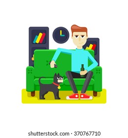 Pet with the owner of the apartment