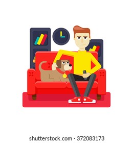 Pet with the owner of the apartment