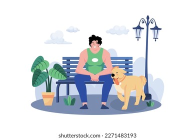 Pet Owner With Pet Outdoor