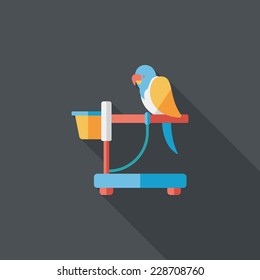 Pet parrot flat icon with long shadow, eps10