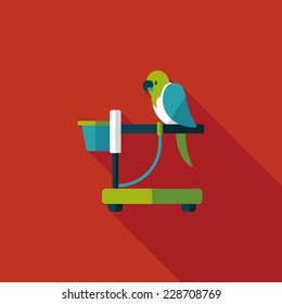 Pet parrot flat icon with long shadow, eps10