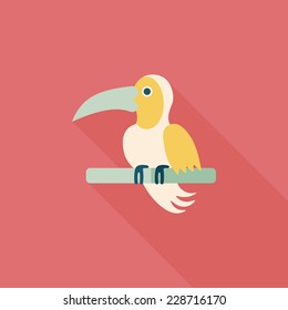Pet parrot flat icon with long shadow, eps10