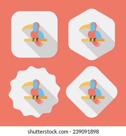 Pet parrot flat icon with long shadow, eps10