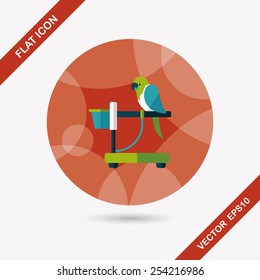 Pet parrot flat icon with long shadow, eps10