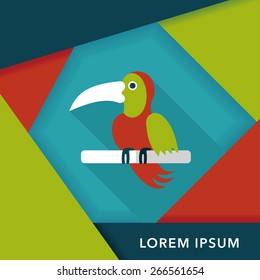 Pet parrot flat icon with long shadow, eps10