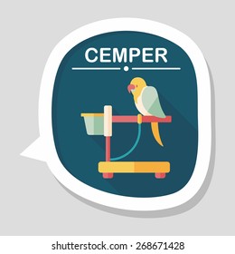 Pet parrot flat icon with long shadow, eps10
