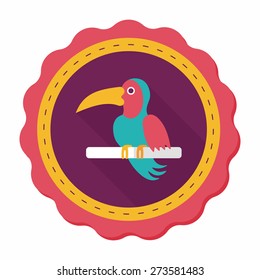 Pet parrot flat icon with long shadow, eps10