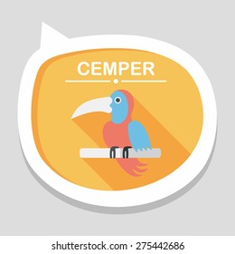 Pet parrot flat icon with long shadow, eps10