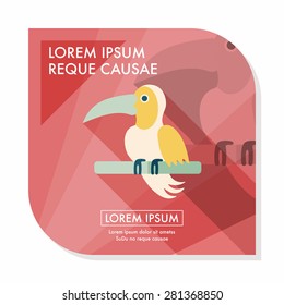 Pet parrot flat icon with long shadow, eps10