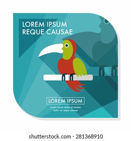 Pet parrot flat icon with long shadow, eps10