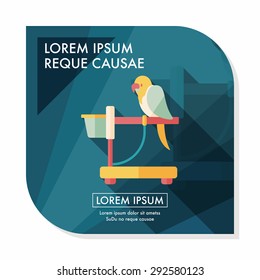 Pet parrot flat icon with long shadow, eps10