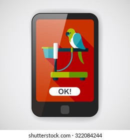 Pet parrot flat icon with long shadow, eps10