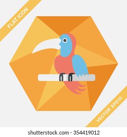 Pet parrot flat icon with long shadow, eps10