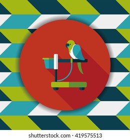Pet parrot flat icon with long shadow, eps10
