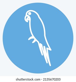 Pet Parrot Icon in trendy blue eyes style isolated on soft blue background