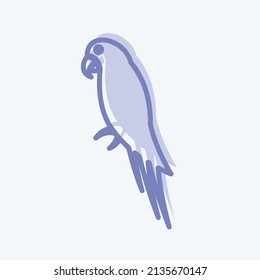 Pet Parrot Icon in trendy two tone style isolated on soft blue background