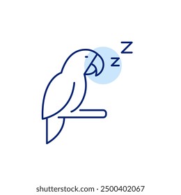 Pet parrot sleeping. Pixel perfect, editable stroke icon